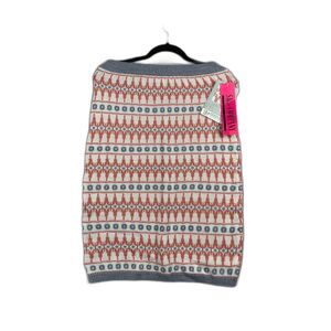 🆕 SK & COMPANY VINTAGE MINI WOOL SKIRT WOMEN SMALL PEACH SILVER LINING JACQUARD